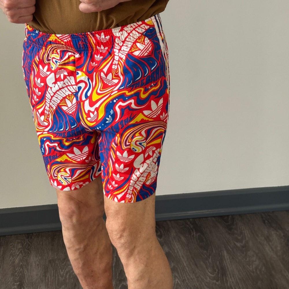 AdidasMen’s Multicolored Graphic 3-Stripes Shorts - Picture 4 of 7